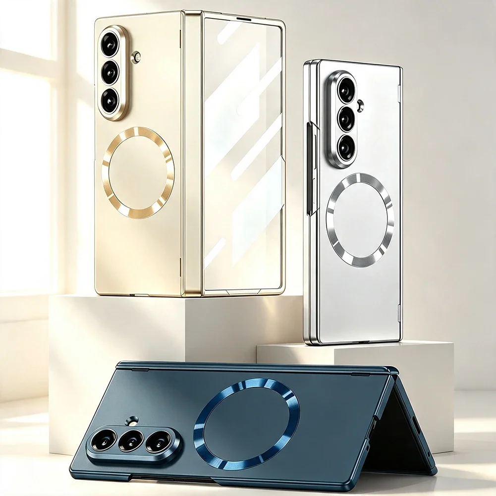 Strong Magnetic Wireless Charging Case for Samsung Galaxy Z Fold 8 Fold8 Ultra Magnetic Center Glass Screen Protector Cover