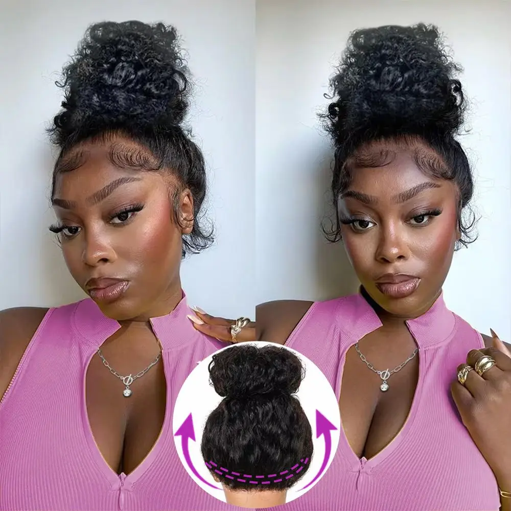 

200 Density 360 Deep Wave Lace Front Wigs Human Hair Hidden Strap HD Full Lace Human Hair Wigs Pre Plucked with Drawstring