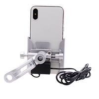 Motorcycle Mobile Phone Holder Bracket 5V Bike Charging Mount Stand Support Aluminum Alloy 360 Degree Rotatable Design