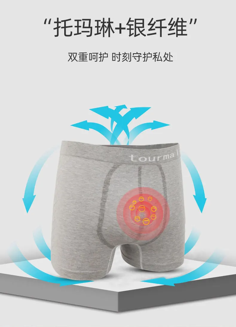 Men's Bamboo Charcoal Boxer Functional Panties Seamless Integrated Silver Fiber Conductive Lighting Middle-aged and Elderly