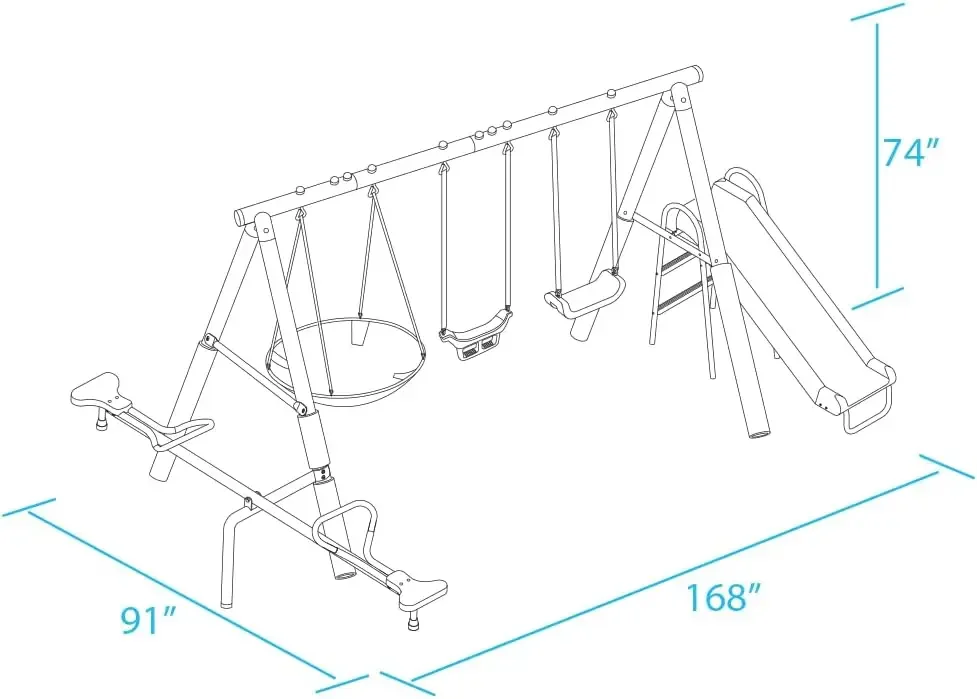 Free N' Swing Swing Set, Grau, 91"T x 168"B x 74"H