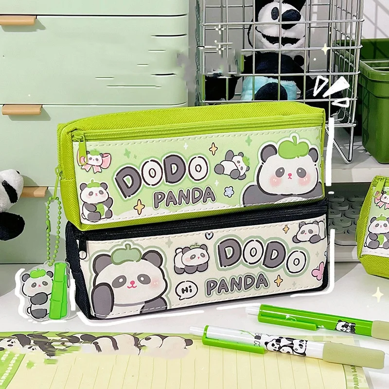 16 pcs/lot Kawaii Panda Pencil Case Cute PU Leather Pencil bag box Stationery Pen Pouch Office School Supplies