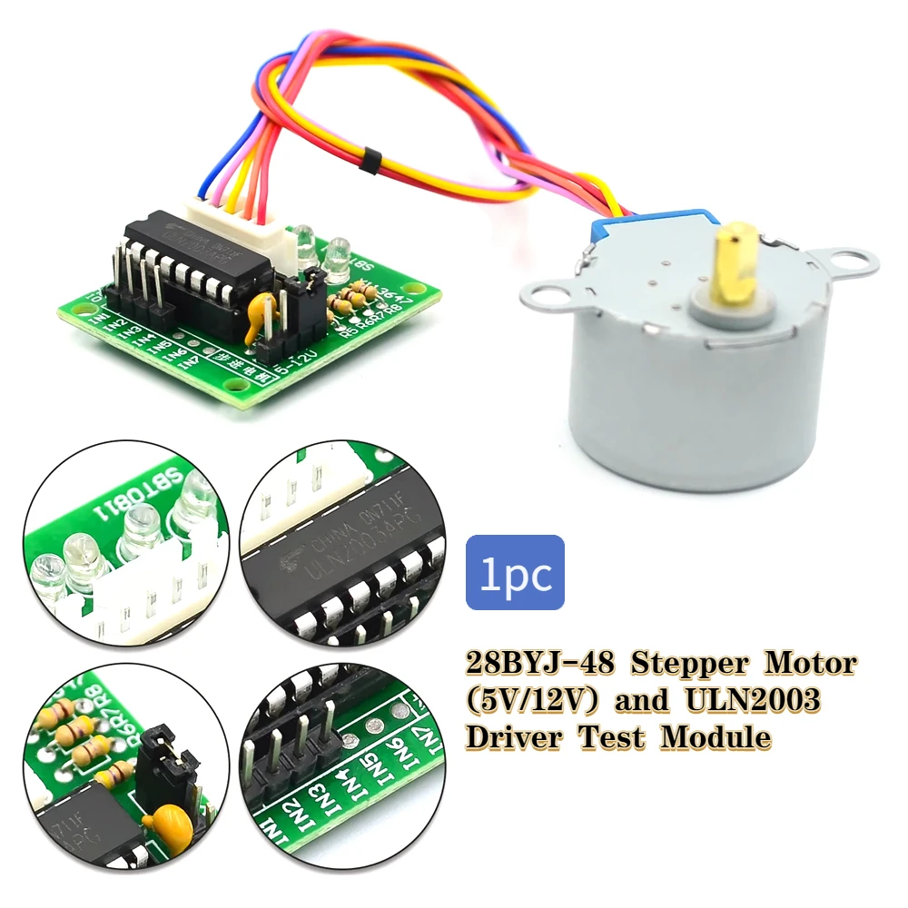 1pc 28BYJ-48 Stepper Motor (5V/12V) and ULN2003 Driver Test Module- for Arduino