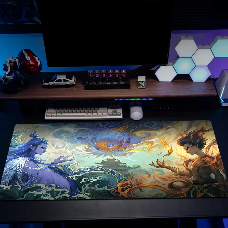 

XXL игровой коврик для мыши, нескользящий резиновый коврик для мыши с китайскими мифологическими персонажами, игровая клавиатура, настольный коврик, анимационный коврик с героями мультфильмов, коврики