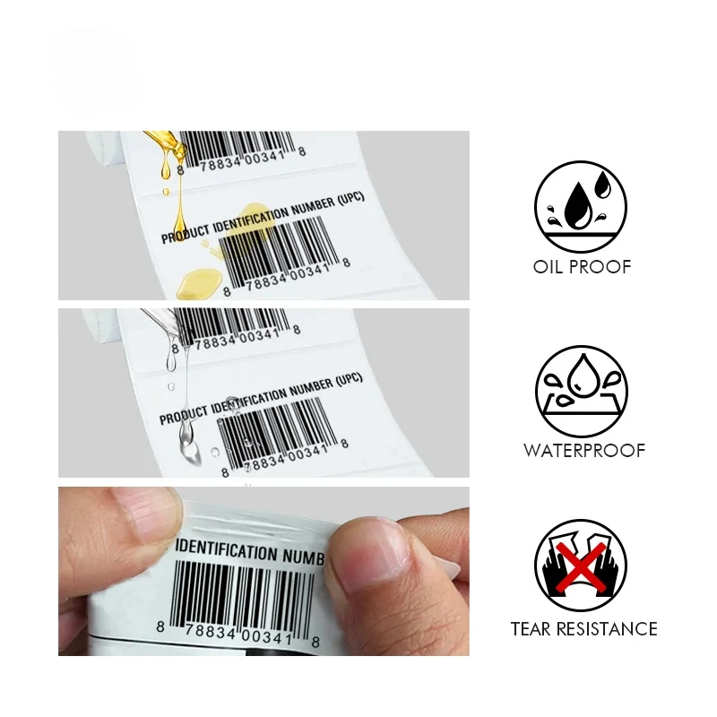 ملصق أبيض 3/6/10 لفات ملصق لاصق مقاوم للماء يستخدم مضاد للزيت لشريط الطابعة الحرارية الصغيرة SK58/SK20/SK35