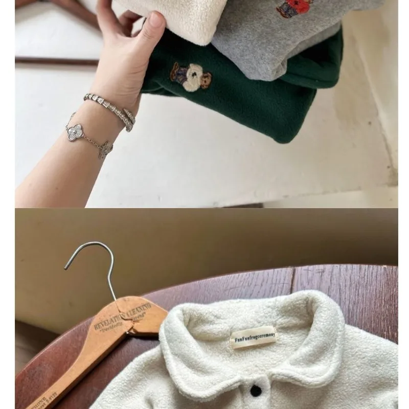 Kinder Jungen Fleece Poloshirts RAISE Herbst Winter Säuglinge Babys Jungen Unterhemd Locker Plus Samt Warm Kinder Jungen Pullover – Detail 8