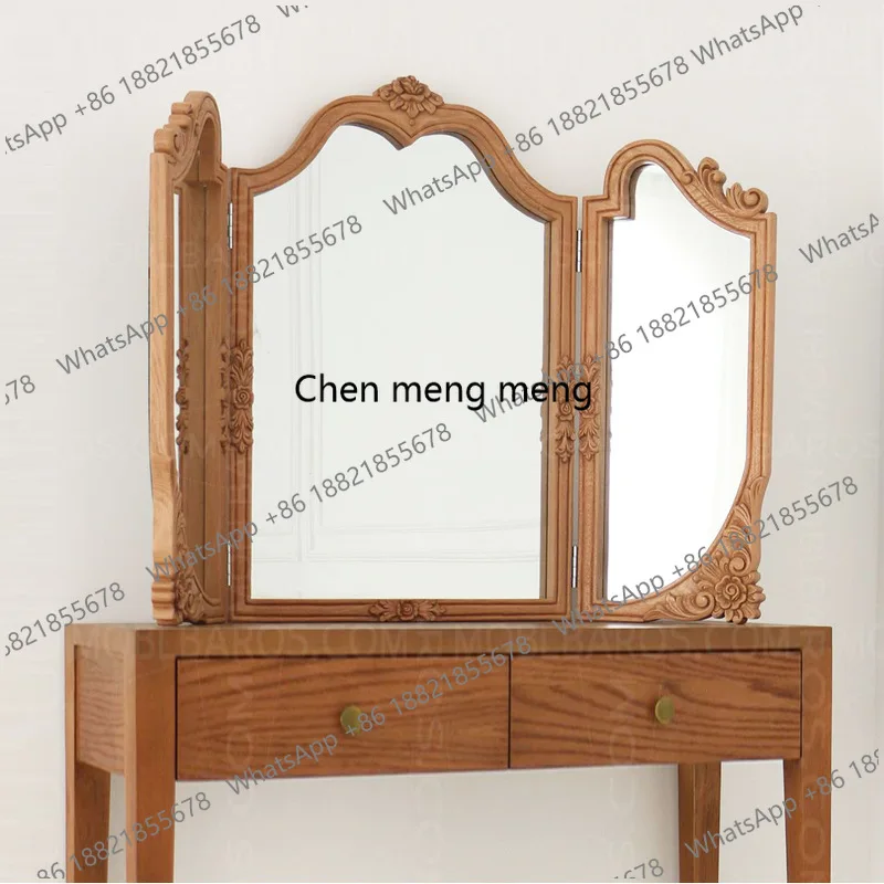

French vintage home carved dressing room three-fold decorative mirror