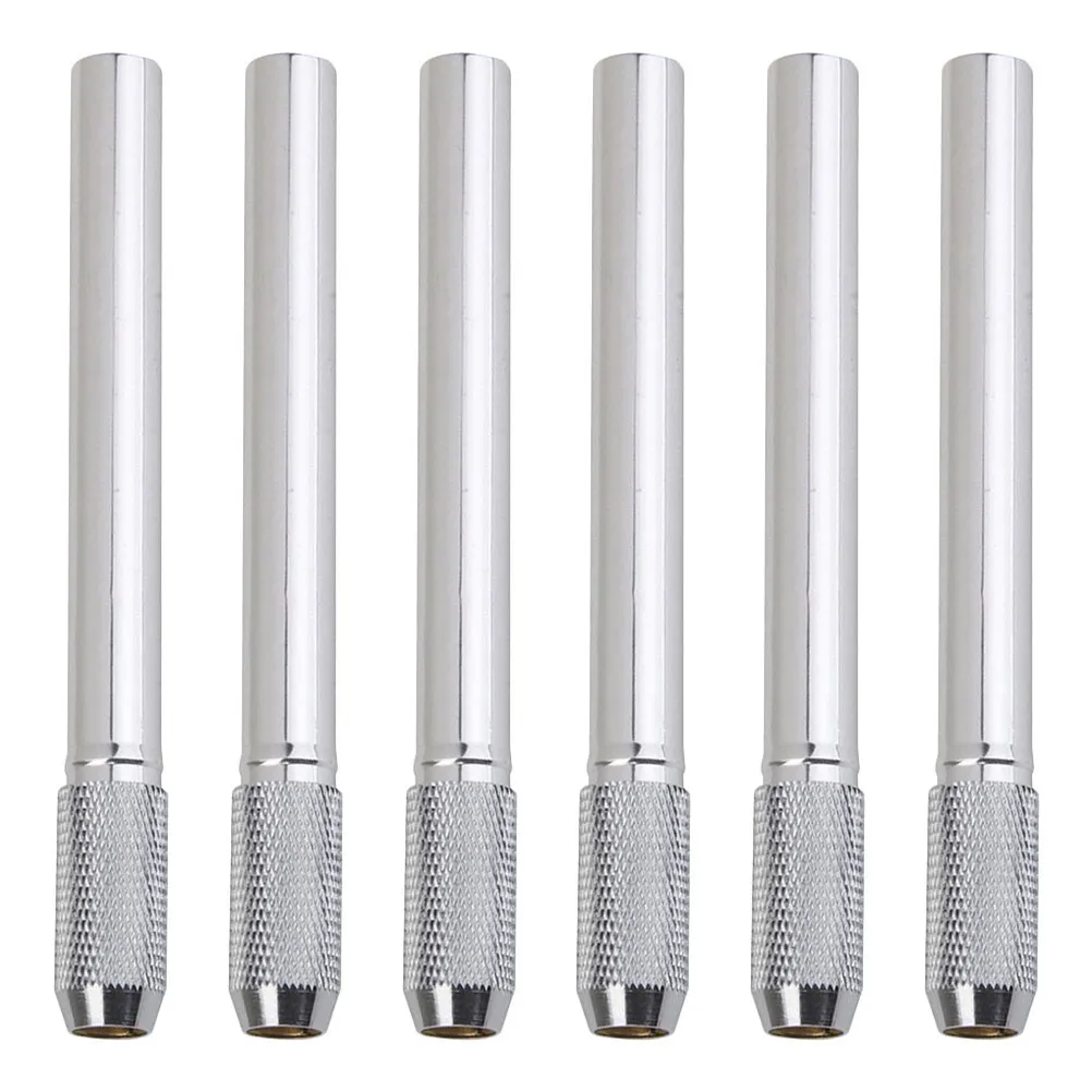 

6Pcs Stainless Steel Pencil Extender Ergonomic Design Non Slip Grip Wear Resistant Pencil Lengthener for Students Artists School