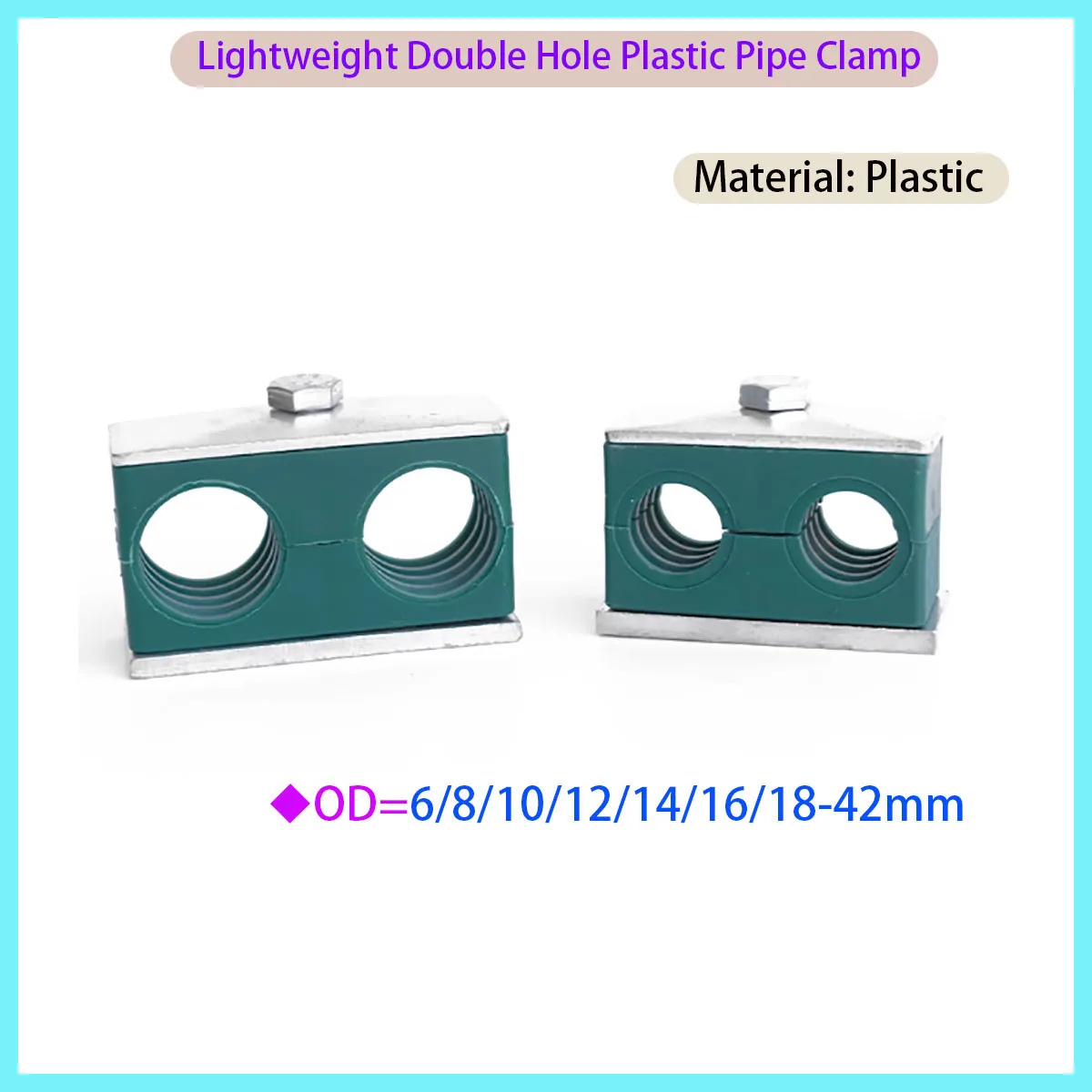 

Lightweight 2-hole Hydraulic Pipe Clamp Plastic Clamp Fixing Part Outer Diameter 6/8/10/12/14/16/18-42mm