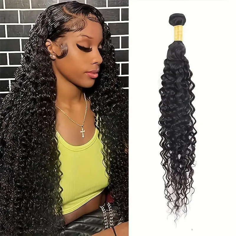 

Пучки волн воды, человеческие волосы, 100% необработанные вьющиеся бразильские девственные волосы, влажные и волнистые, 1 пучок человеческих волос, натуральный черный