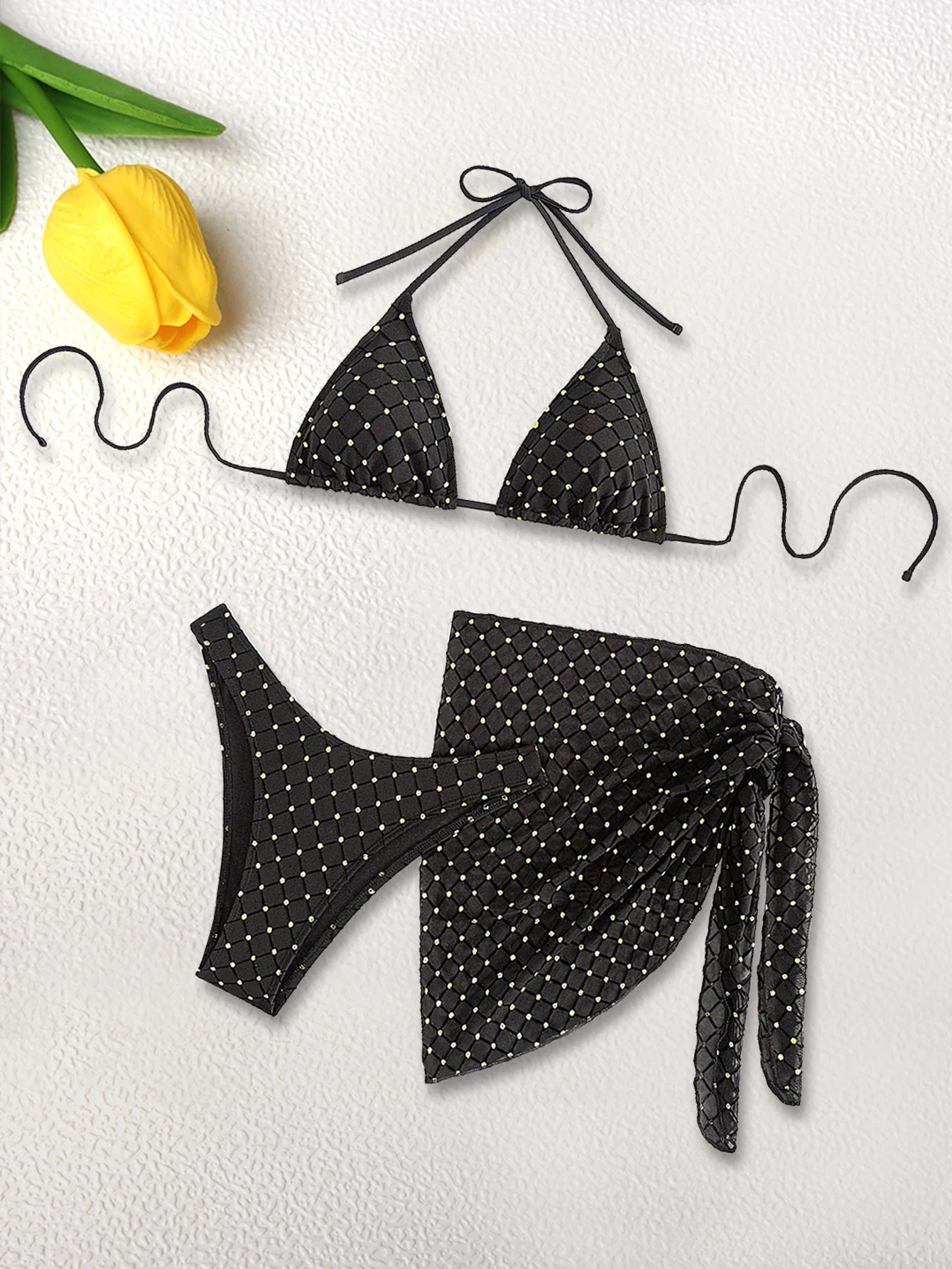 Хит продаж, женский сексуальный и тонкий купальник из трех частей с бронзовыми бретелями, новинка 2025, новинка