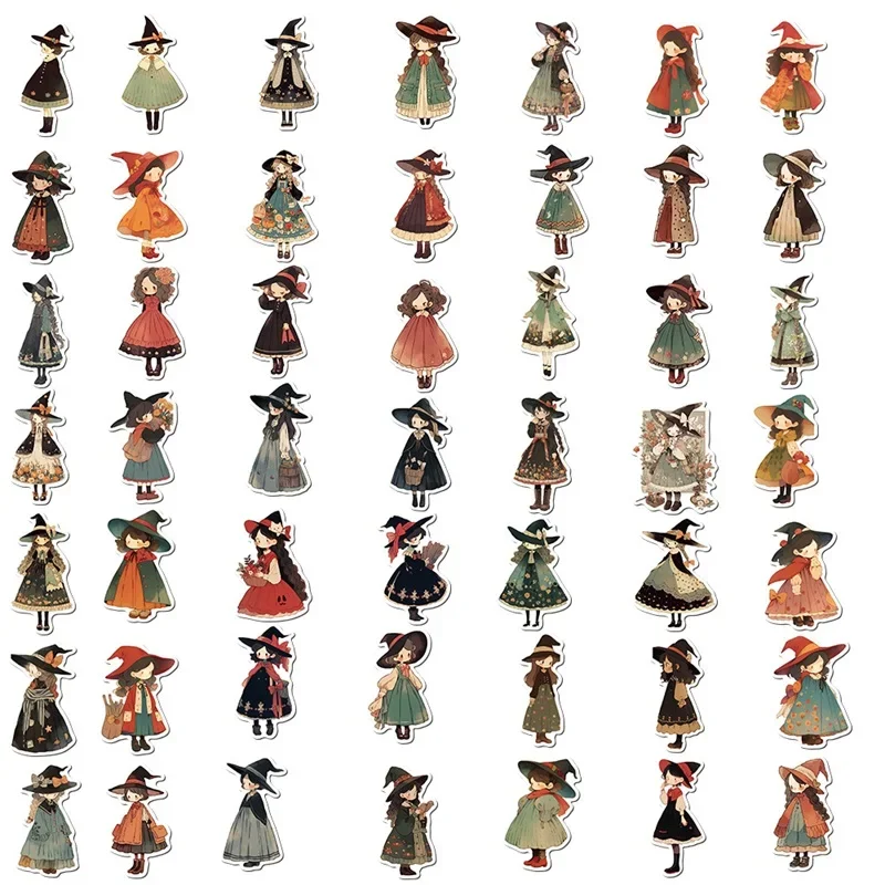 10/30/50PCS Cartoon Q Witch PVC Sticker Aesthetic Children\'s Korean Decoration Scrapbooking Stationery School Supplies for Kids