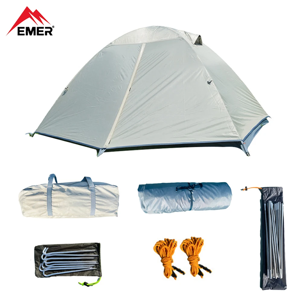 

EMER Ultralight Backpacking Tent 2 Double-decker Camping Rain and Sun Protection Multi-person Tent Hiking Survival Travel Tent