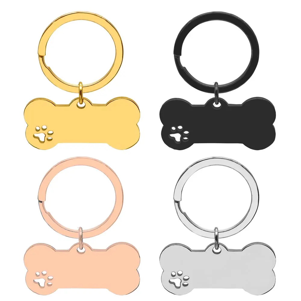 

50Sets Personalised Dog Collar Cat ID Tag Stainless Steel Name Engraving Key Ring Custom Puppy Kitten Pet Accessoires Mirror