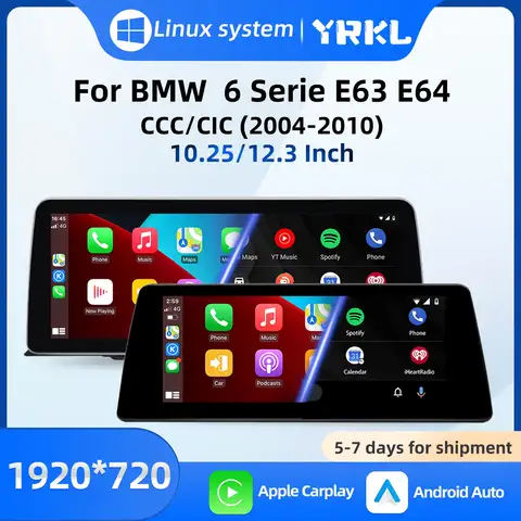 For BMW 6 Serie E63 E64 CCC CIC Linux System Wireless Carplay Car Radio Multimedia Video Player Play Touch Screen Android Auto