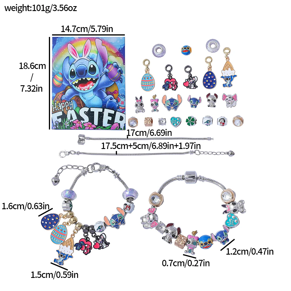 ディズニー スティッチ カートゥーン サプライズ カレンダー ブラインドボックス - 子供向けのかわいいDIYエナメルペンダントアクセサリー、お祭りのおもちゃギフト