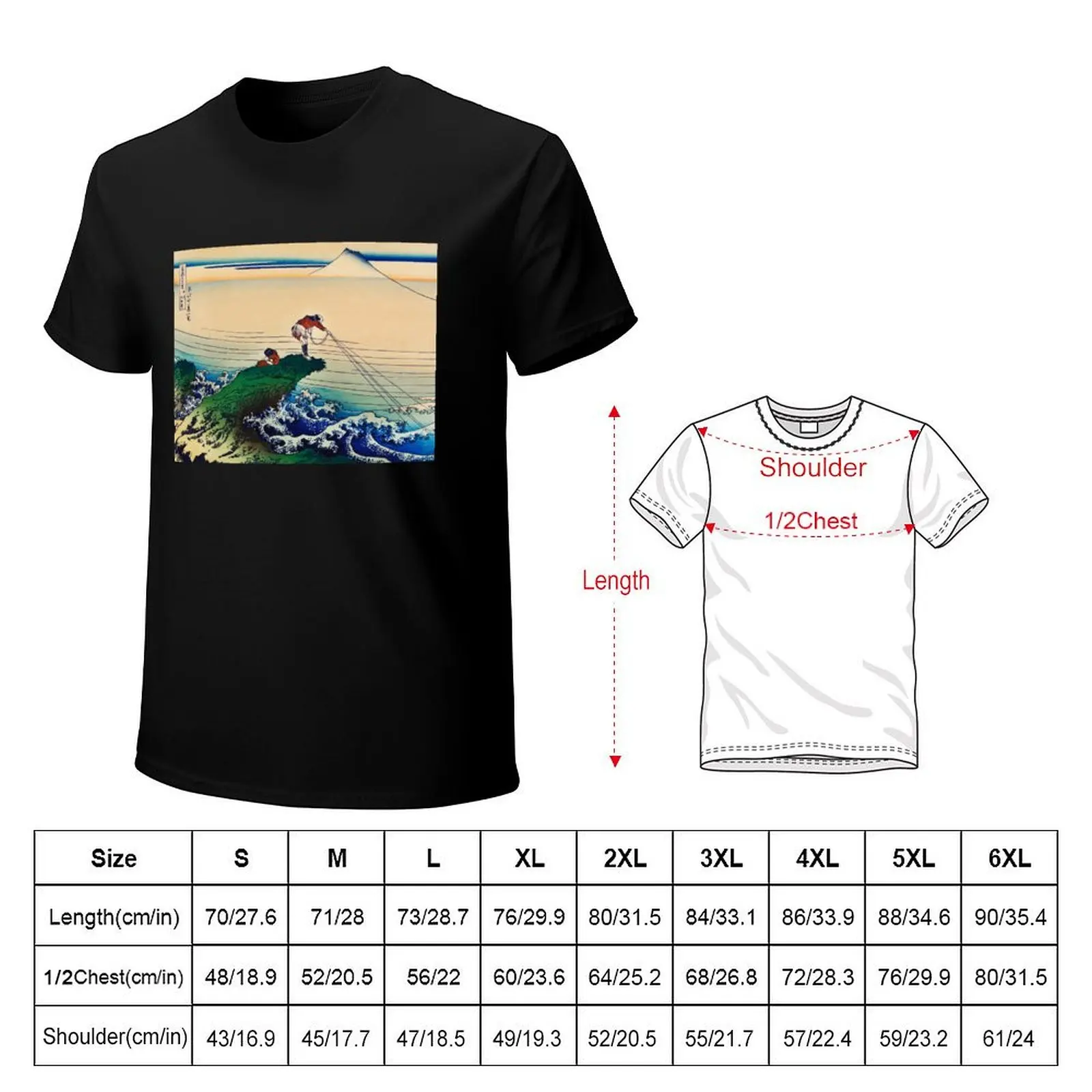 Japanese Man Fishing by the Sea — Hokusai T-Shirt Fitness Training Breathable Tee