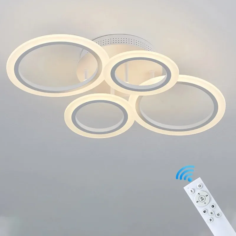 Modern Led Acrylic Ceiling Light Chandelier Ring Lamp Dimming Remote Control Indoor Lighting Fixture Home Bedroom Living Room