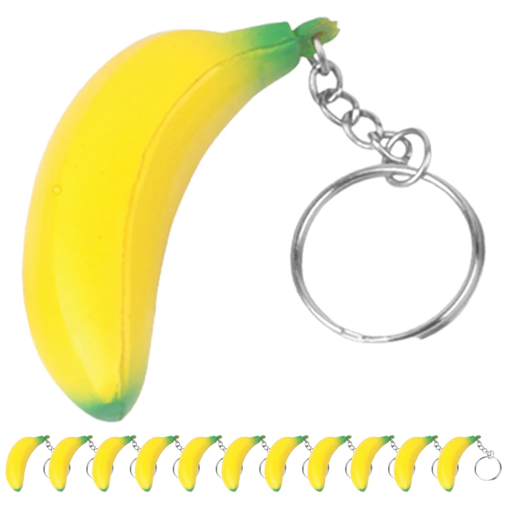 

12 Pcs Banana Keychain Portable Pendant Coat Hanger Decorative Fruit Charm Pu
