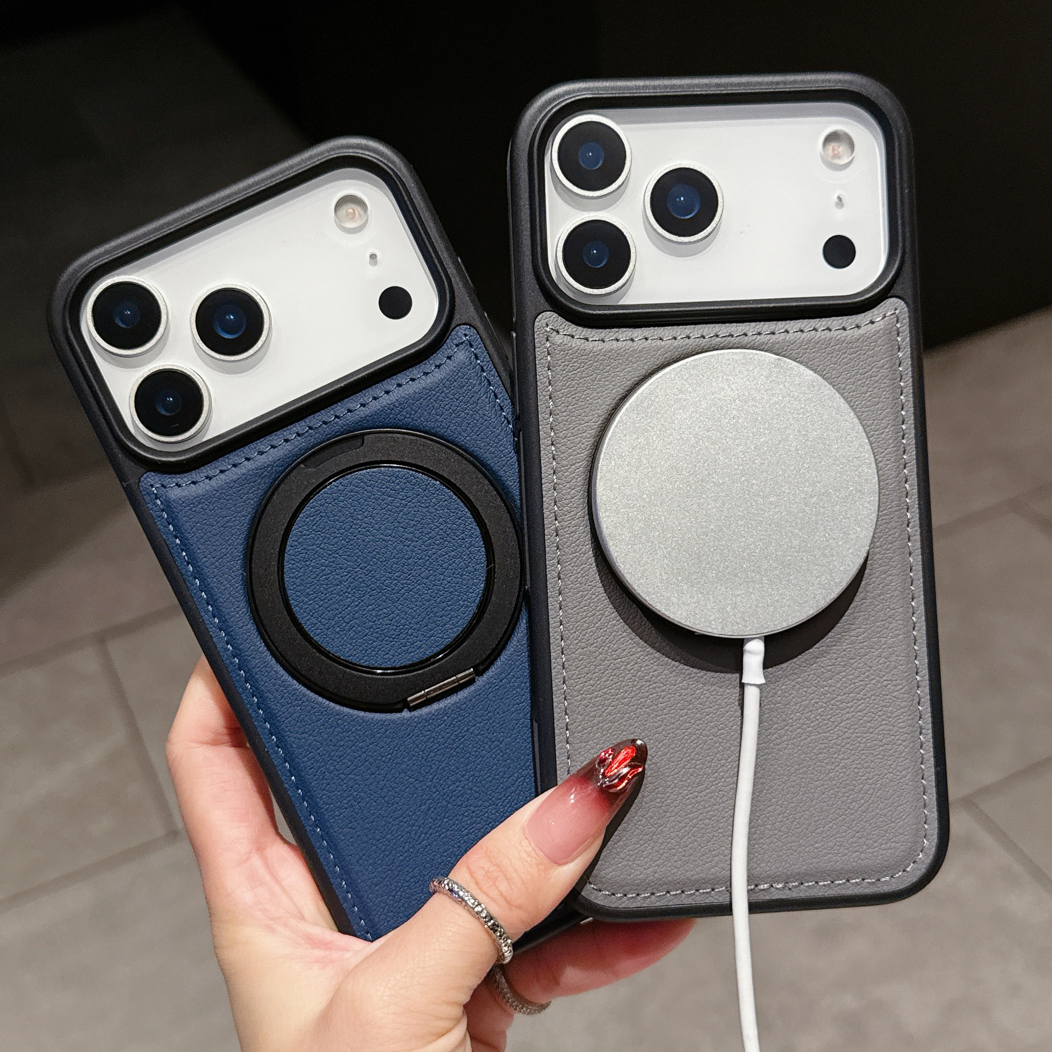 

ДЛЯ iphone 17 16 15 14 13 12 11 Pro max 17 AIR 16 15 14 plus Чехол для телефона с 360 ° Вращающаяся подставка Магнитная кожаная оболочка против падения