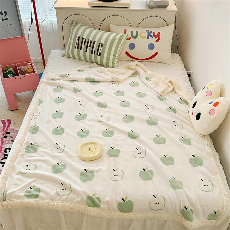 Cartoon Lamb Fleece Office Nap Soft Shawl Blanket Warm Household Air Conditioning Sofa Cover Blanket All Seasons Universal