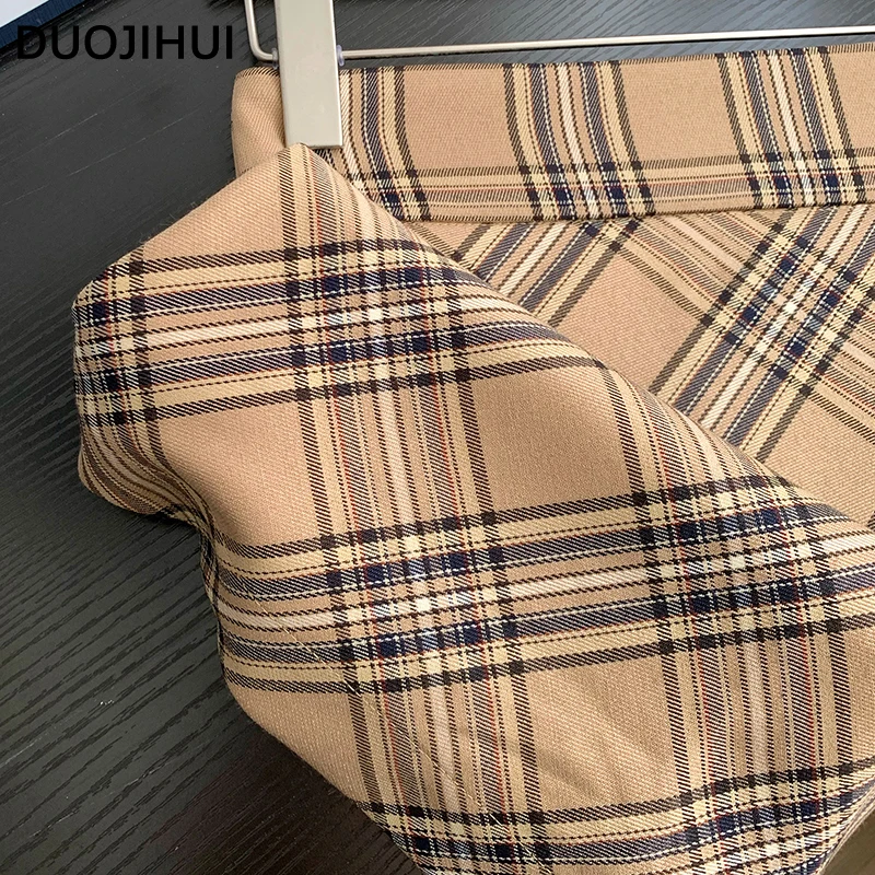 DUOJIHUI Classic Plaid Chicly A-line Female Mini Skirts New Basic Simple High Waist Slim Casual Spellcolor Fashion Women Skirts