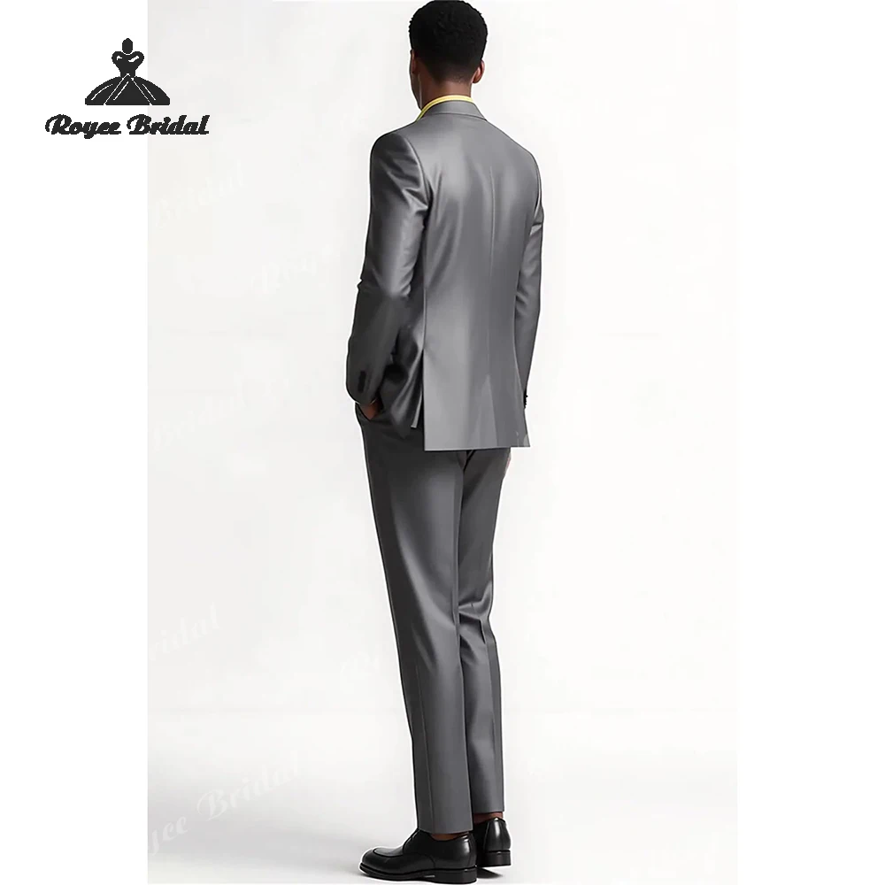 Zilvergrijs tweedelig herenpak met enkele rij knopen Bruiloft 2026 Piek revers avondpak Aangepaste trajes para hombre