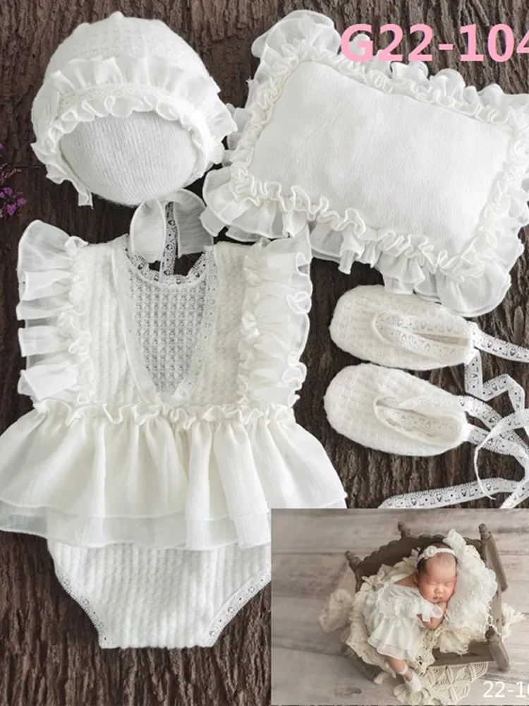 Baby Girl Photography Props Infant Cute Newborn Vest Lace Romper Bodysuit Photo Shoot Outfits Lace Romper Bodysuits Outfit