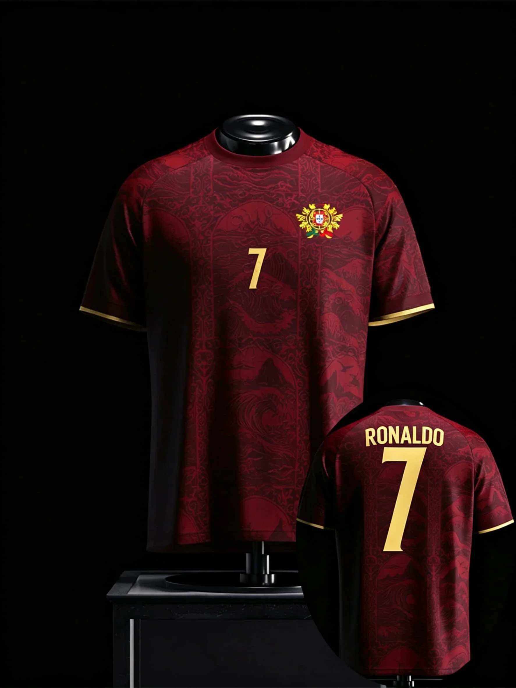 Portugal Ronaldo Nr. 7 Fußballtrikot Herren T-Shirt Damen T-Shirt Jungen Top Kinder Eltern-Kind Schnelltrocknend Kurzarm Kinder T-Shirt – Detail 6