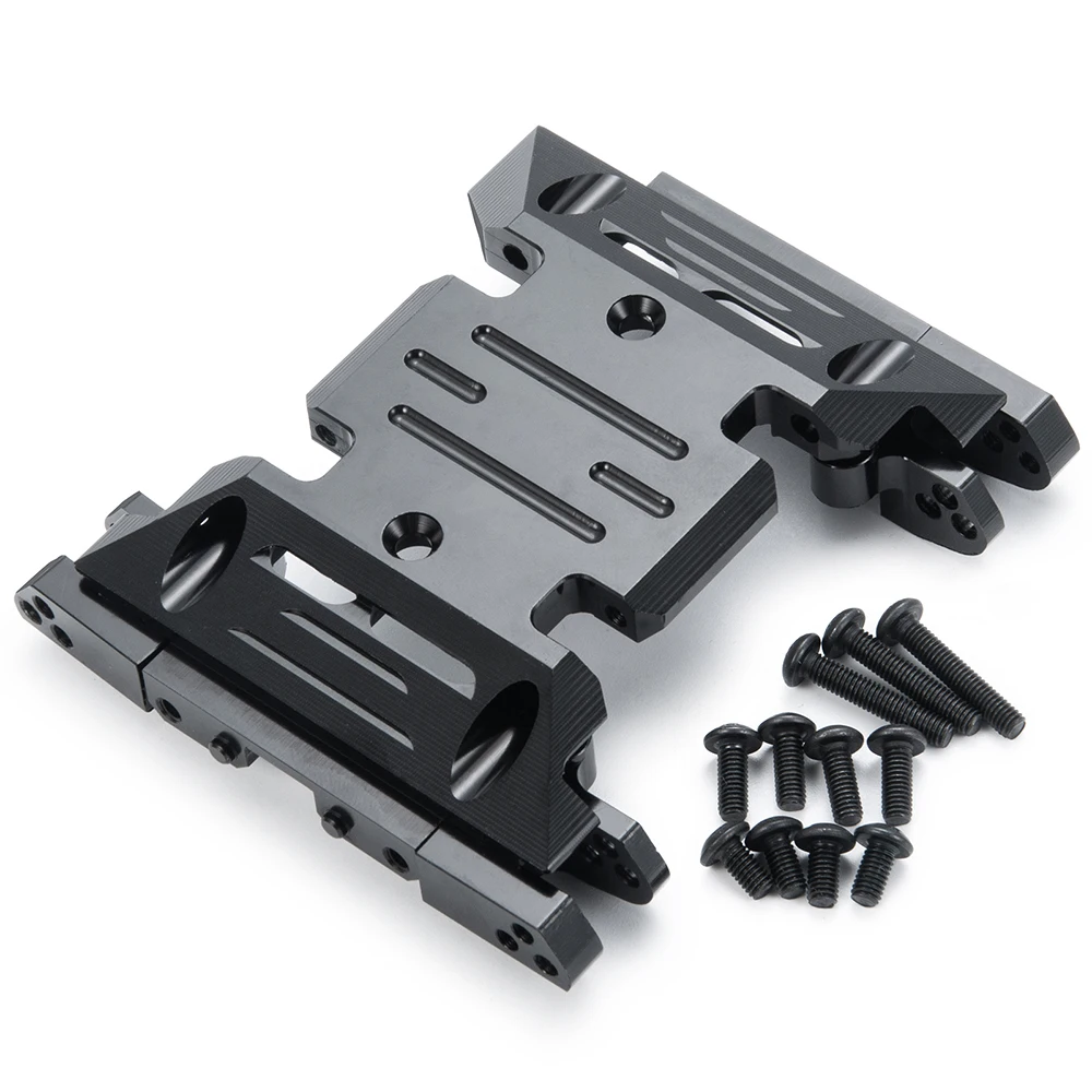 YEAHRUN Metal Chassis Center Skid Plate & Fixed Code Pull Bar Installation Base for 1/10 Axial SCX10 III AXI03007 AXI03006