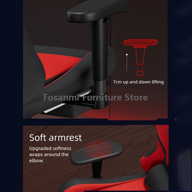 調節可能なアームレスト付きゲーミングリクライニングチェアレーシングスタイルゲーマーホーム回転コンピュータチェアスタイリッシュな人間工学に基づいたオフィスデスクチェア