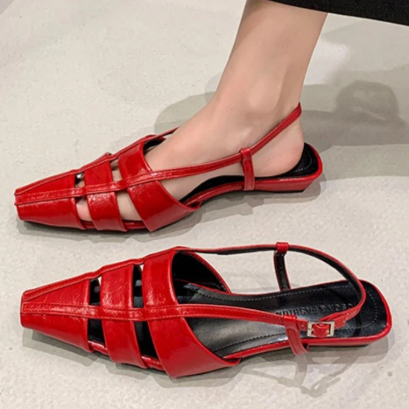 Women's Pointed Toe Flats Sandals Elegant Slides Casual Fashion Slingback Mules Shoes 2026 New Summer Dress Woman Zapatos