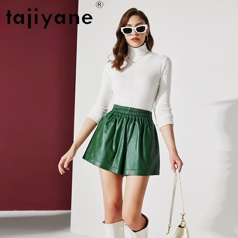 Tajiyane Top Quality Real Sheepskin Leather Jacket Women Fashion Leather Shorts Two Pieces Loose Women's Leather Suit Outerwears