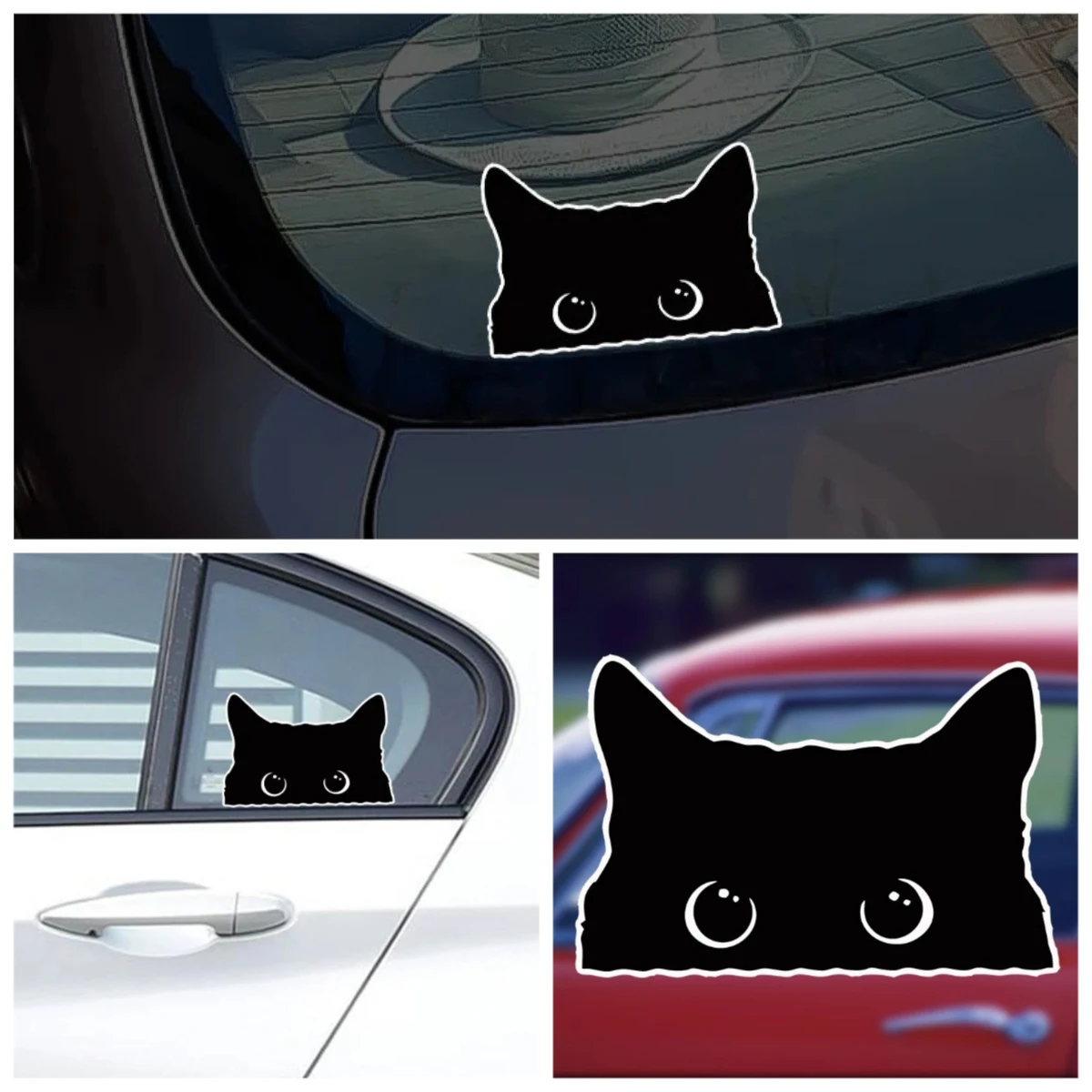 

Funny Cat with Big Eyes Car Sticker Vinyl Waterproof Reflective Decal for Car Window Bumper Automotive Exterior Decor