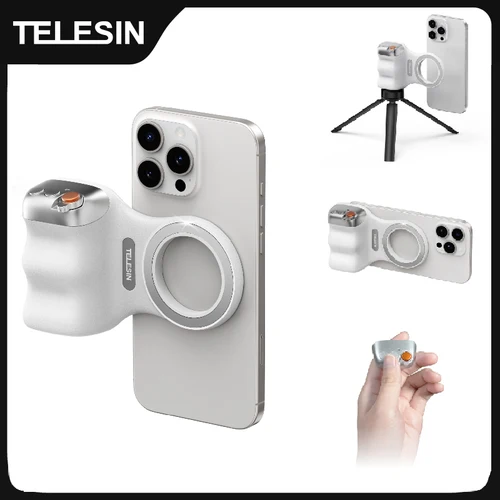 TELESIN-empuñadura magnética para cámara de teléfono, soporte para teléfono, ayuda de disparo, mango de Control remoto para Iphone, HUAWEI, SAMSUNG