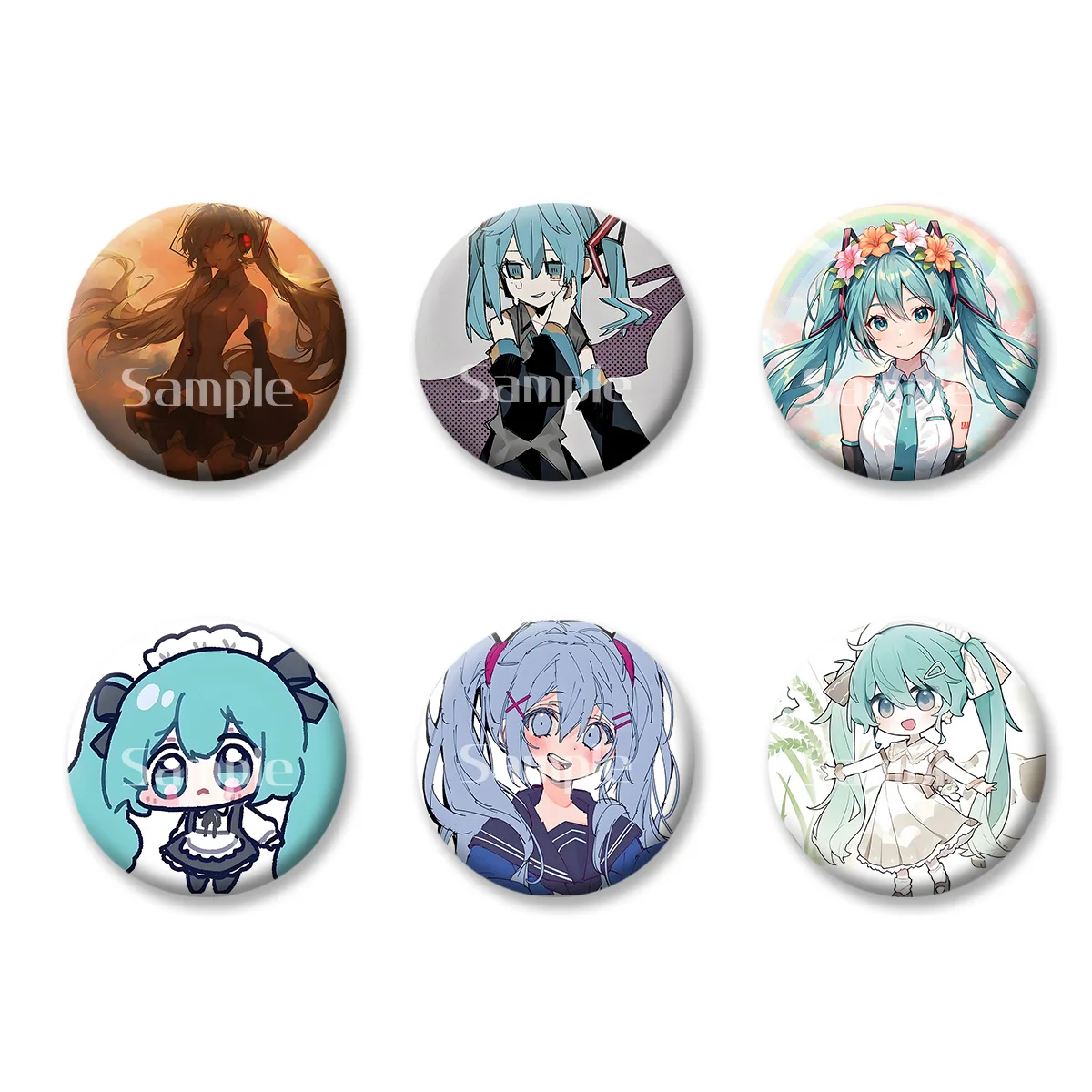 Personajes de dibujos animados de Anime japonés, tarjetas con insignia Flash de estilo lindo, llaveros de recuerdo, espejo de maquillaje, imán para nevera, accesorios ACG