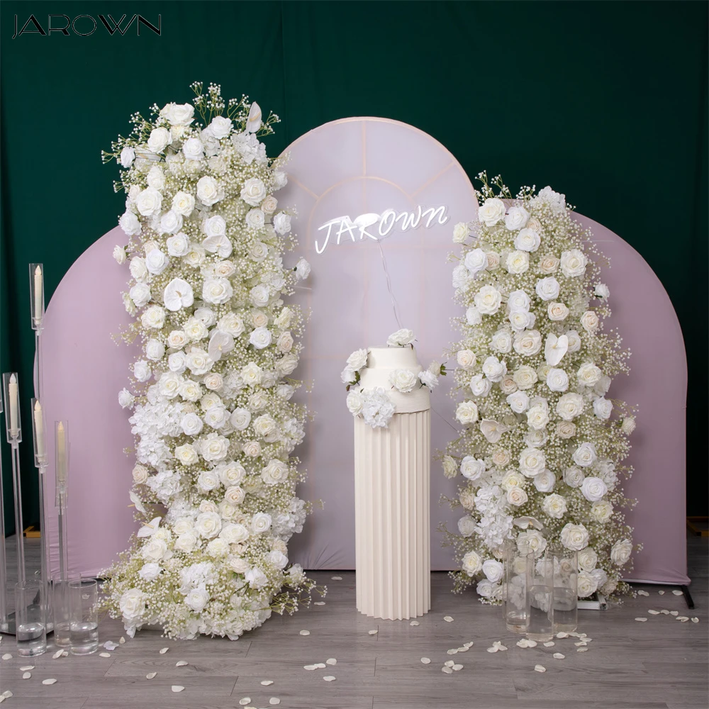 

Wedding Backdrop Props Luxury Big Szie White Rose Baby Breath Anthurium Flower Arrangement for Party Event Decor Window Display