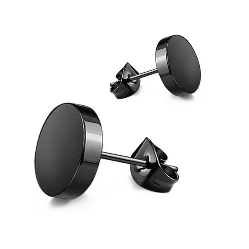 1 pair Punk Black Multiple Styles Stainless/Titanium Steel Stud Earrings For Men and Women Gothic Street Pop Hip Hop Ear Jewelry image 3