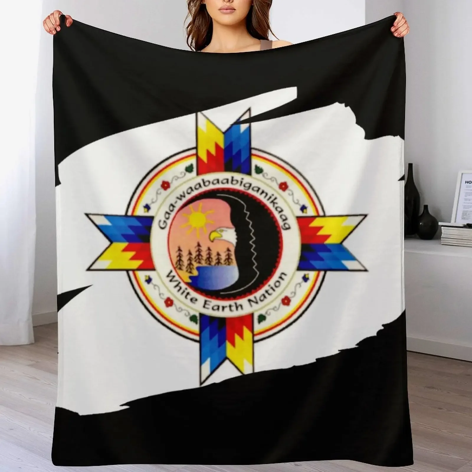 

White Earth Nation Brushstroked Throw Blanket Beautifuls Bed linens Soft Big Luxury Brand Blankets