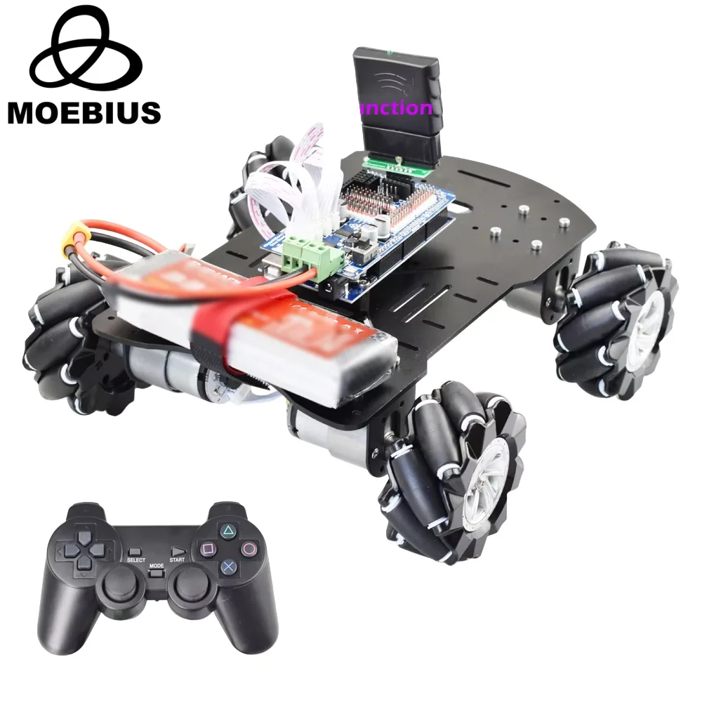 

15 кг нагрузки PS2 RC Smart Mecanum Wheel Omni Robot Car Kit для Arduino Mega2560 с двигателем энкодера 12 В DIY Project STEM Toy