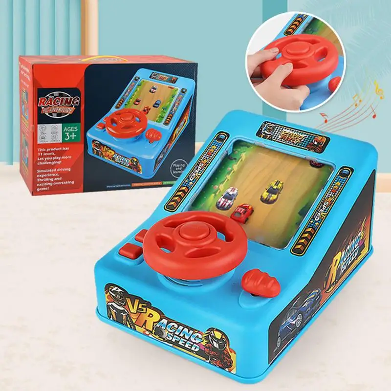 Car Racing Adventure Game Machine Electric Sound Simulation Driving With Music Effects Children's Steering Wheel Toy Boy Gifts