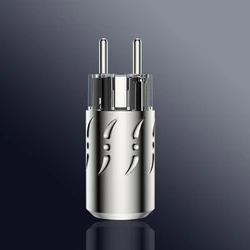 pair Viborg VE512R+VF512R Aluminium Pure Copper Rhodium Plated EU Schuko Power Plug +IEC Female Plug