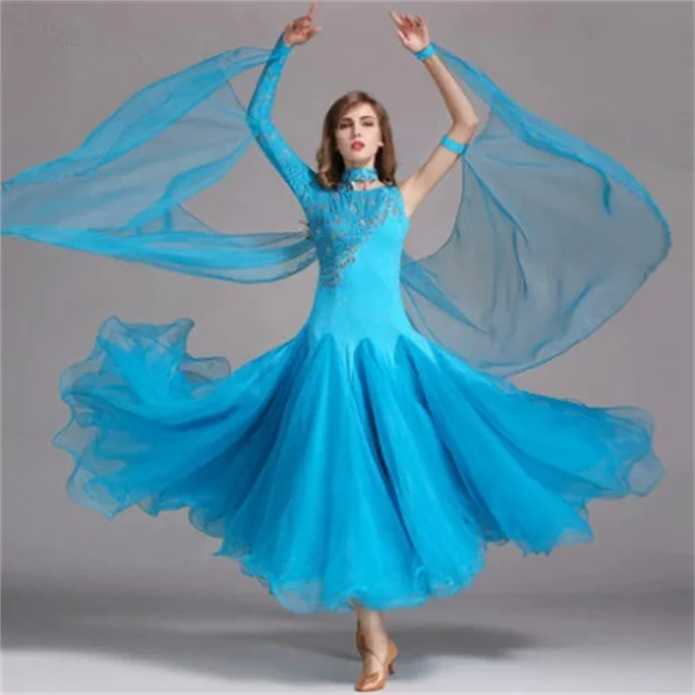 Royal Blue Ballroom Competition Dress Modern Waltz Tango/Latin Dance Dress/Flamenco Dance Dress