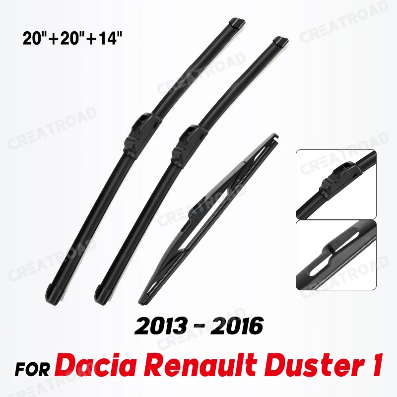 Wiper Front & Rear Wiper Blades Set Kit For Dacia Renault Duster 1 2013 - 2016 Windshield Windscreen Window 20\