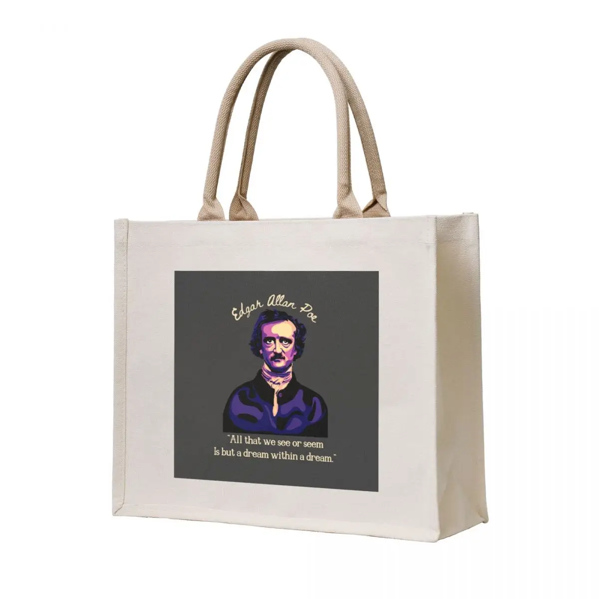 Edgar Allan Poe - Portrait And Quote About Dreams Tote Bag tote bags aesthetic Customizable men Shopper