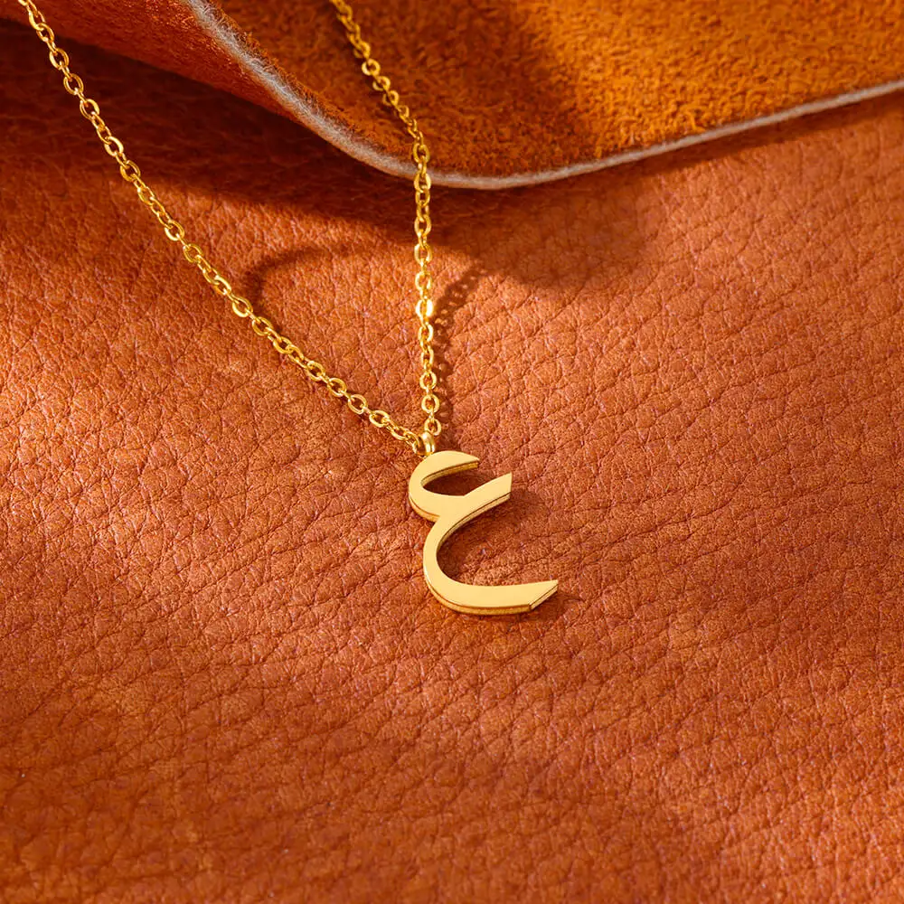 1Pcs Minimalist Arabic alphabet Necklace For Women Gold Color Stainless steel Romantic Couple Pendant Jewelry Gifts