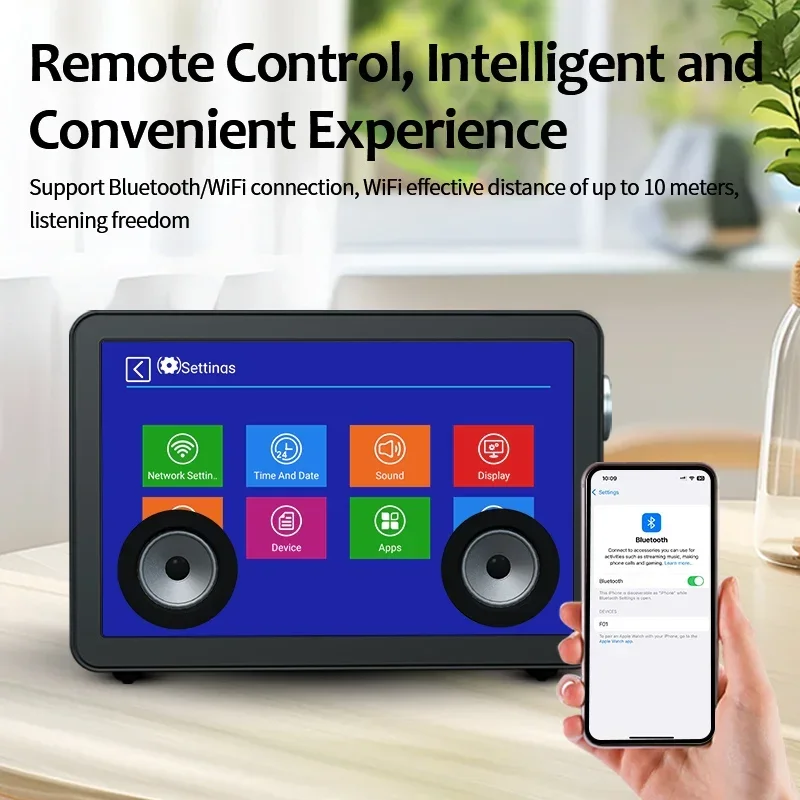 Portable High-Power Bluetooth Speaker Transparent LCD Display Mini USB Indoor Subwoofer Professional Mechanical Smart Speaker