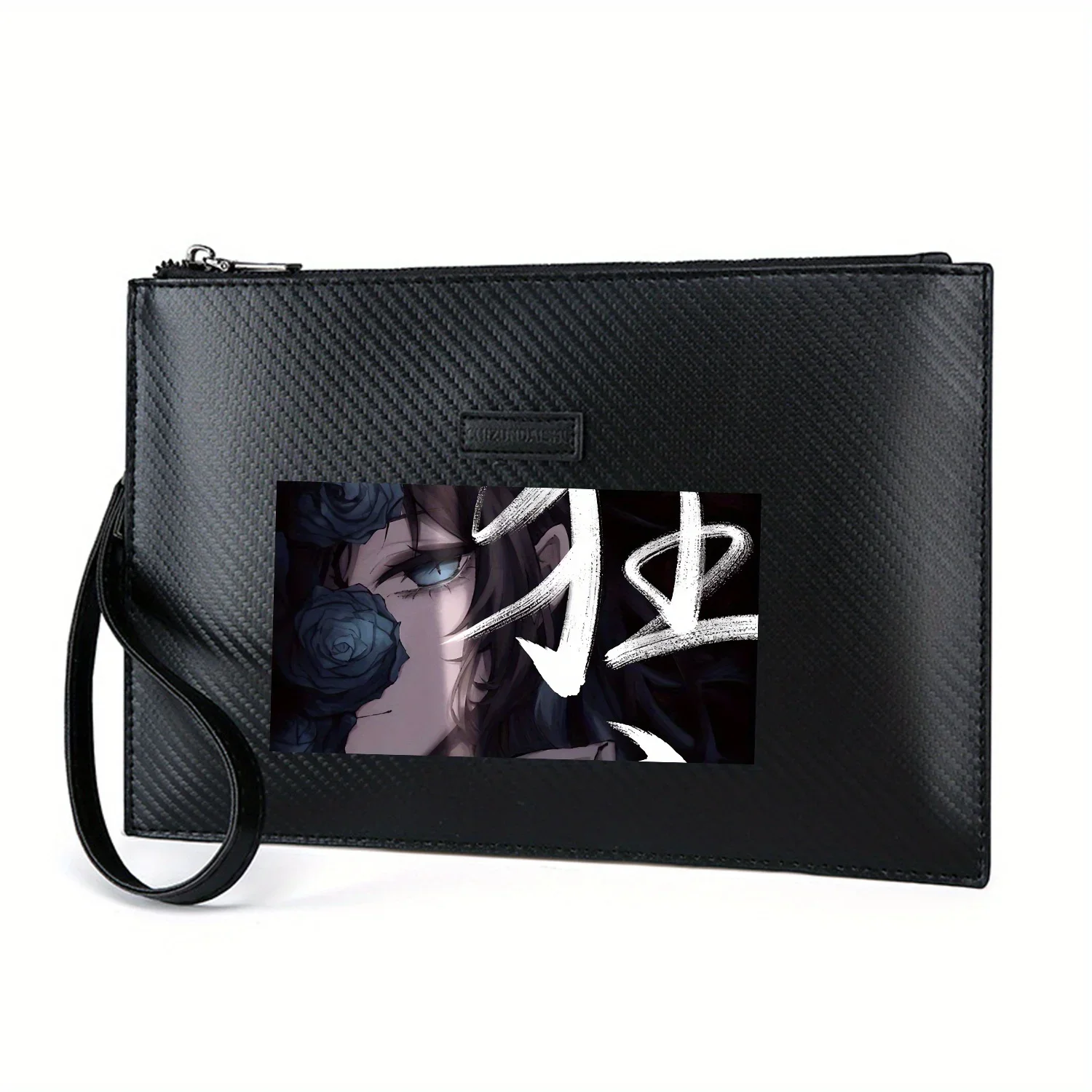 

Blue roses,anime eyes,dark hair. Elegant Printed PU Men's Handbag Fashionable and Practical for Everyday Carry
