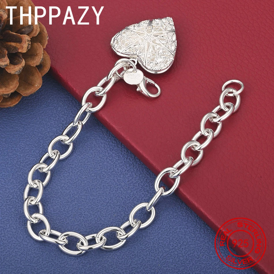 

THPPAZY 925 Sterling Silver Openwork Heart Bracelet For Women Classic Beautiful Jewelry Romantic Valentine's Birthday Party Gift