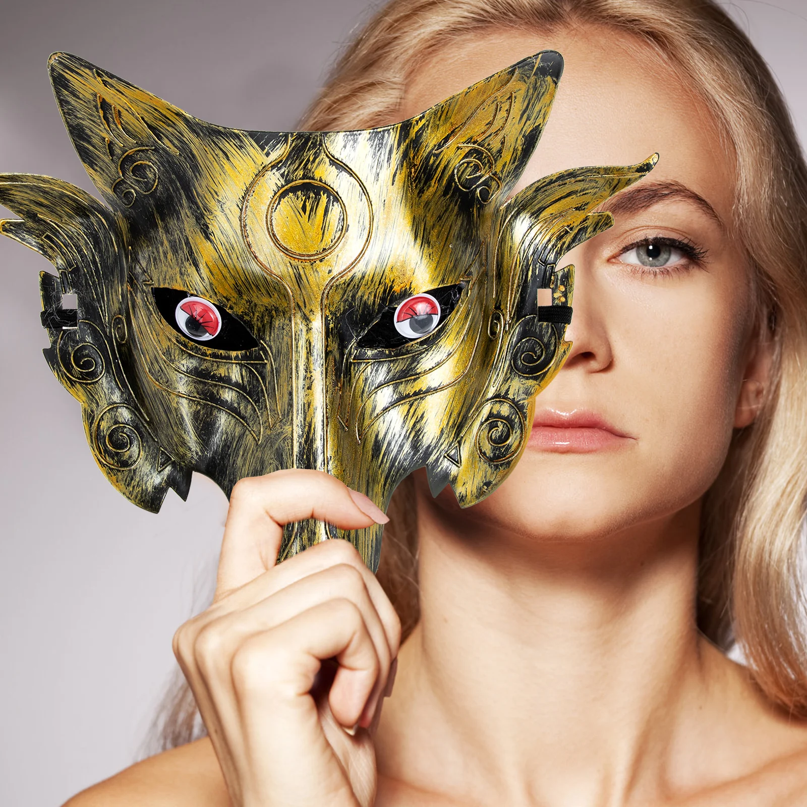 

2pcs Wolf Mask Halloween Party Costume Accessories Unique Animal Design Masks for Cosplay Balls Masquerade Festivals Safe Easy